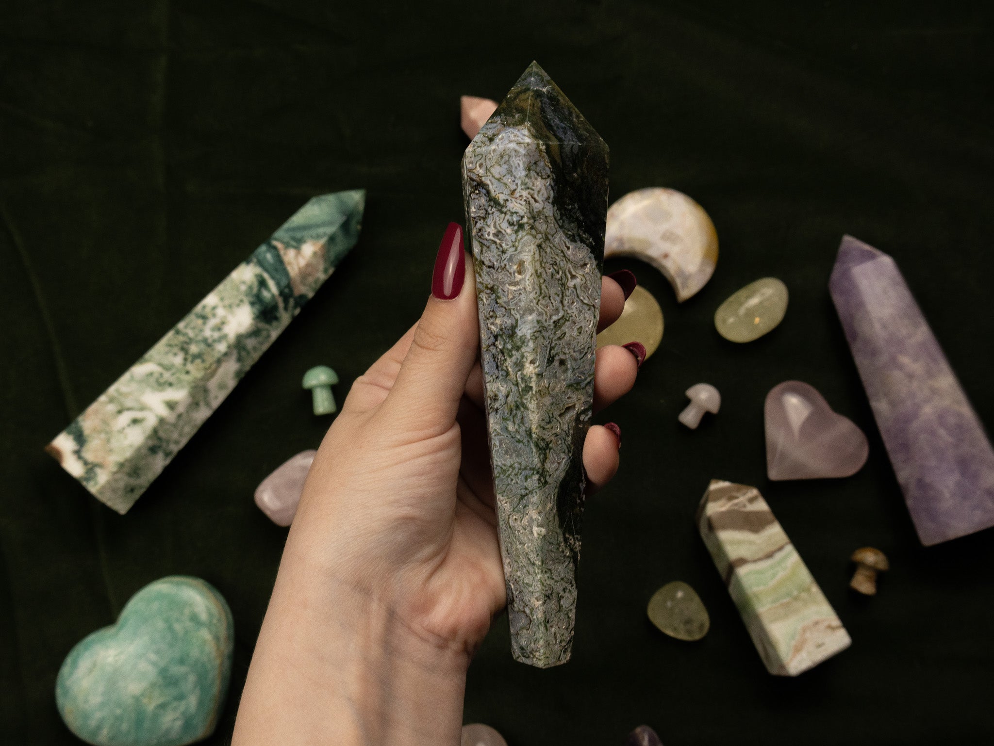 Moss Agate Wand