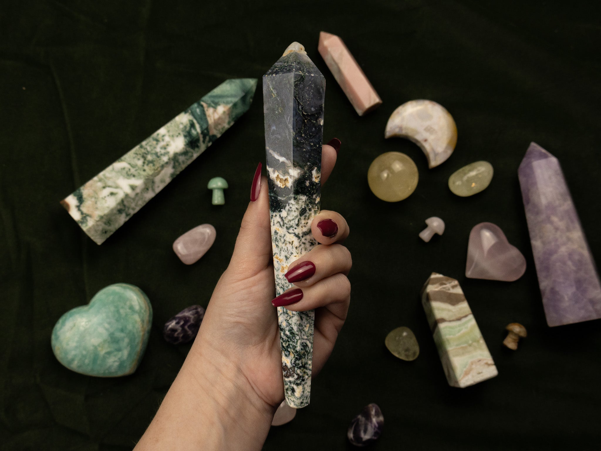 Moss Agate Wand