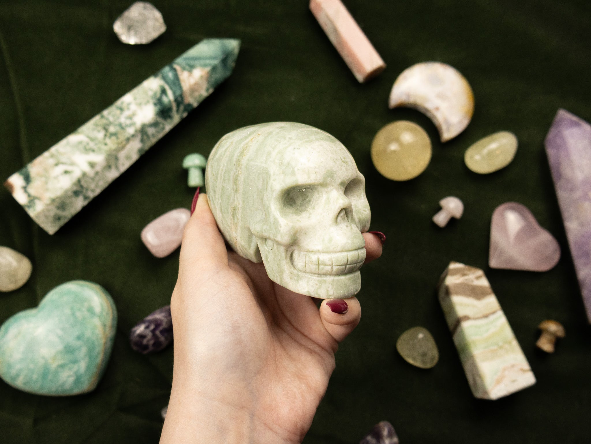 Caribbean Calcite Skull Carving