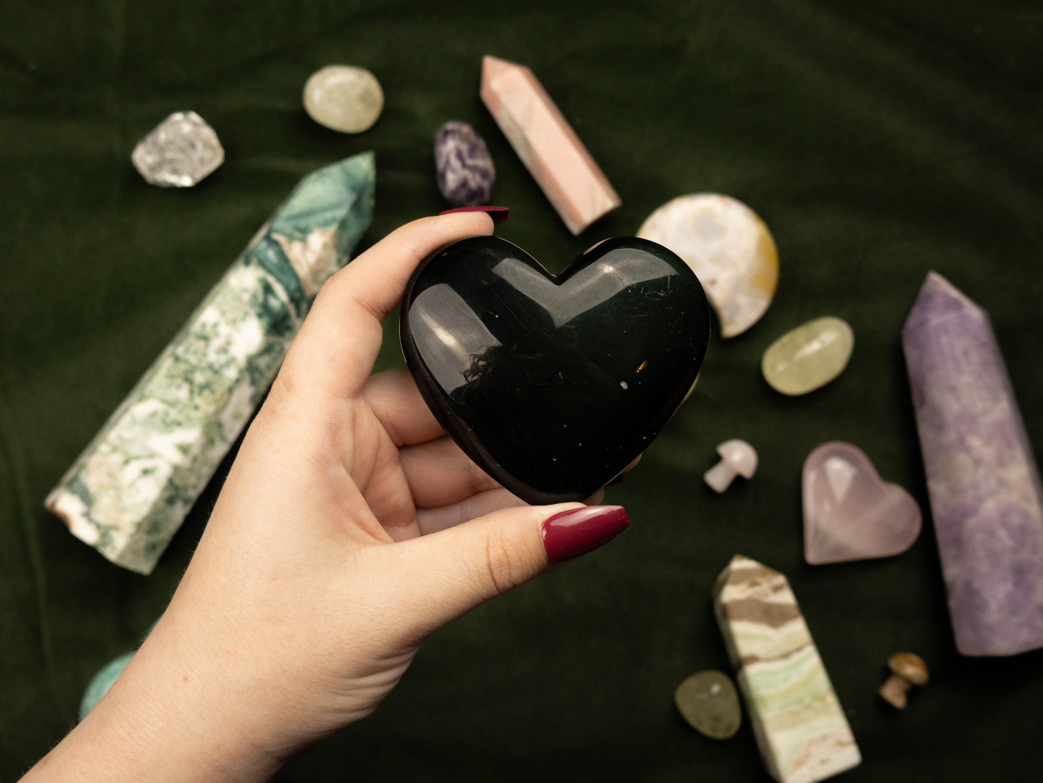 Rainbow Obsidian Heart