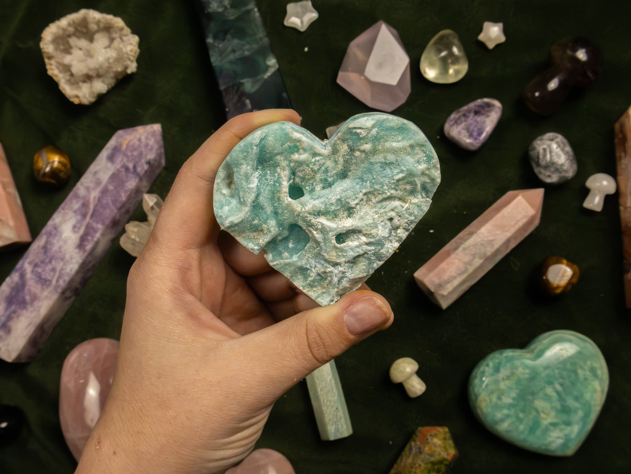 Blue Hemimorphite Heart
