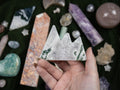 Druzy Moss Agate Mountain Carving