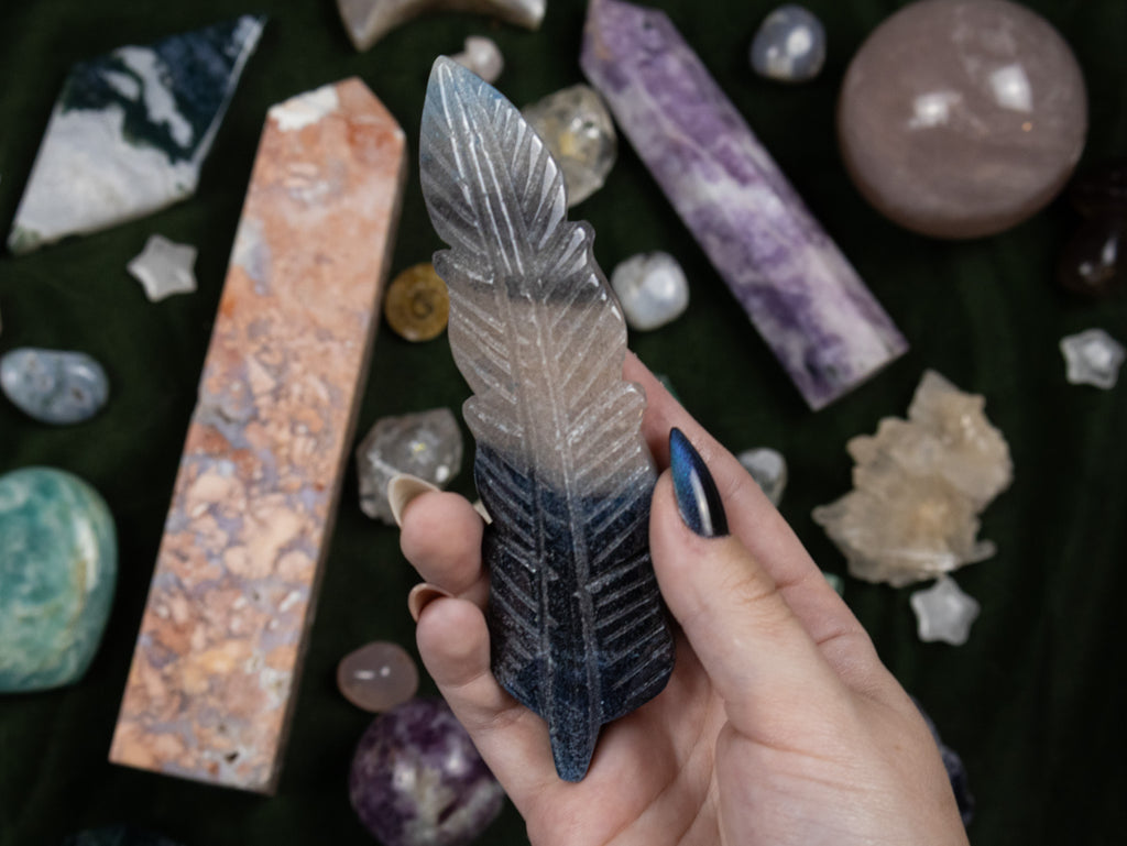 Blue Trolleite Feather Carving