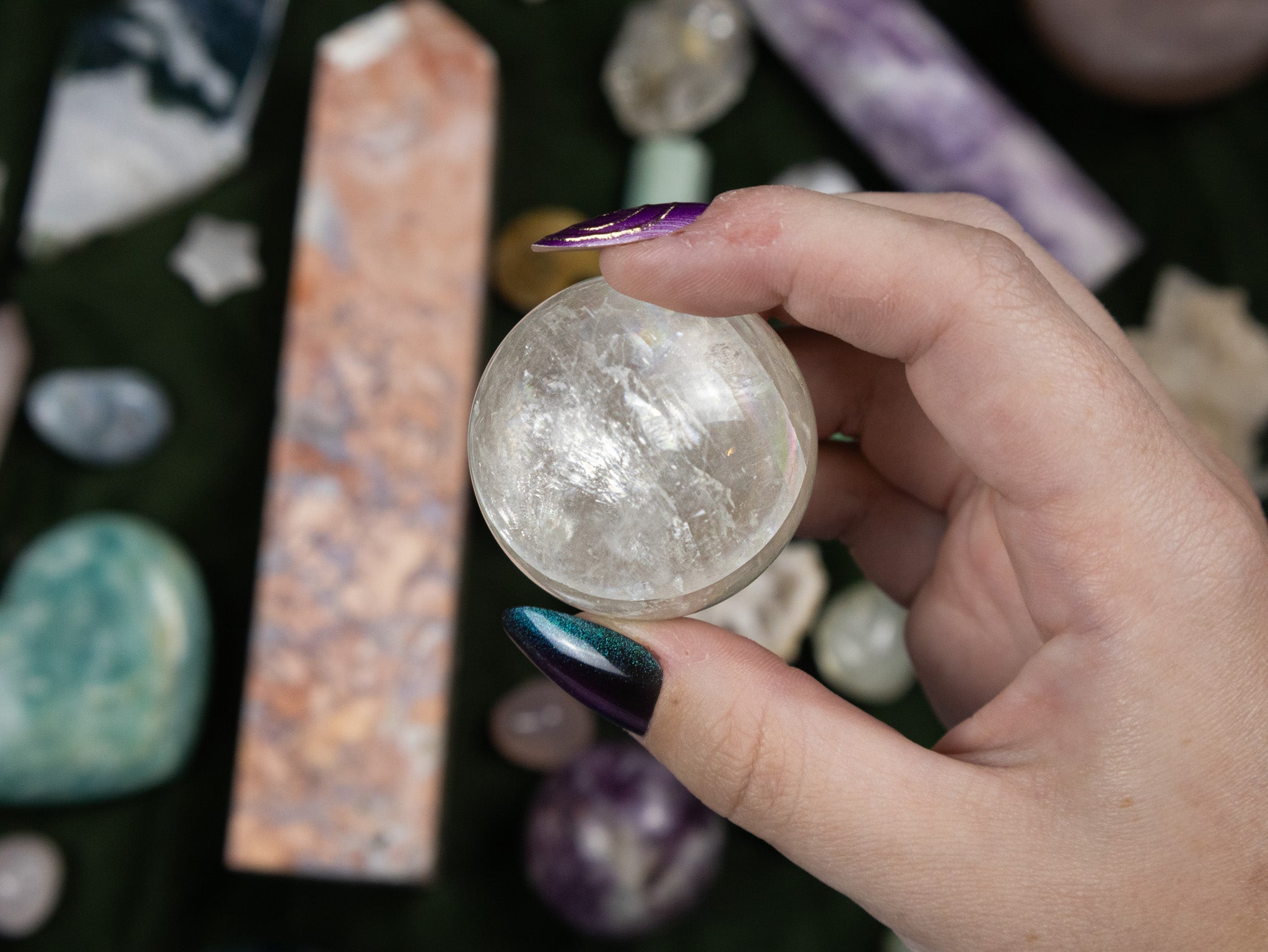 White Optical Calcite Sphere