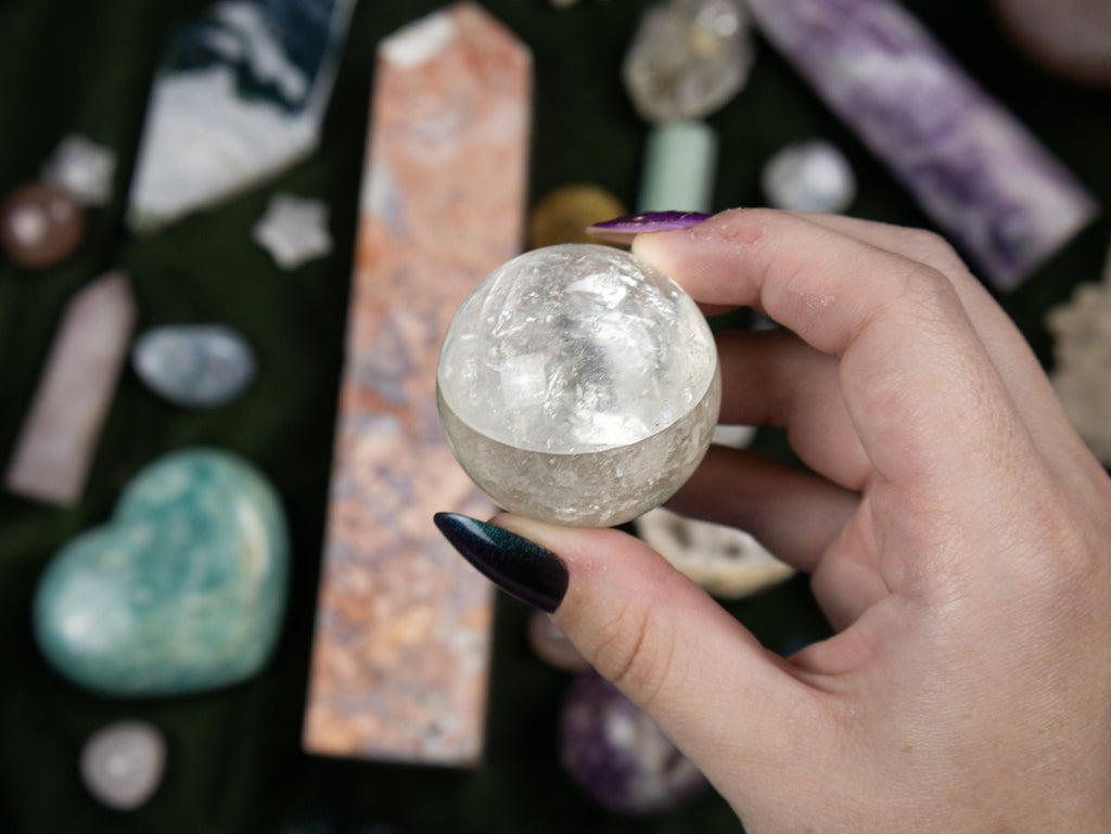 White Optical Calcite Sphere