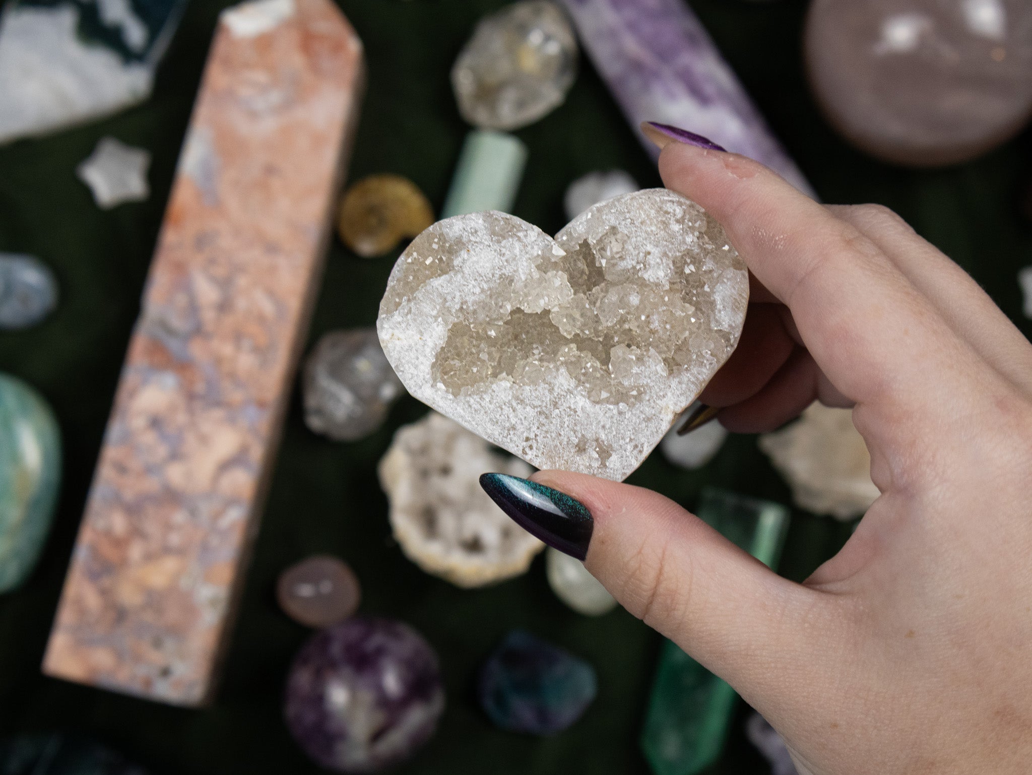 Druzy Quartz Geode Heart