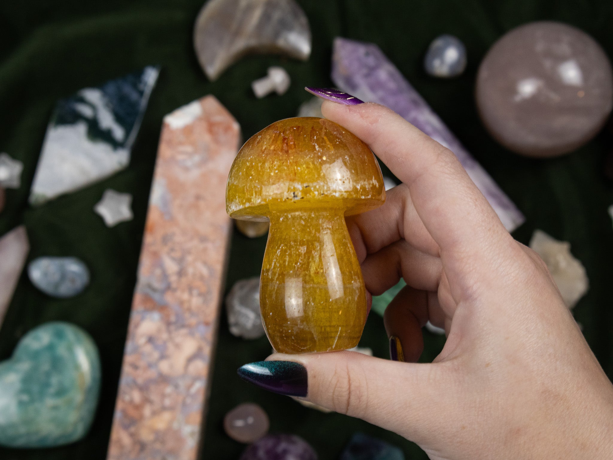 Yellow Fluorite Mushroom Carving
