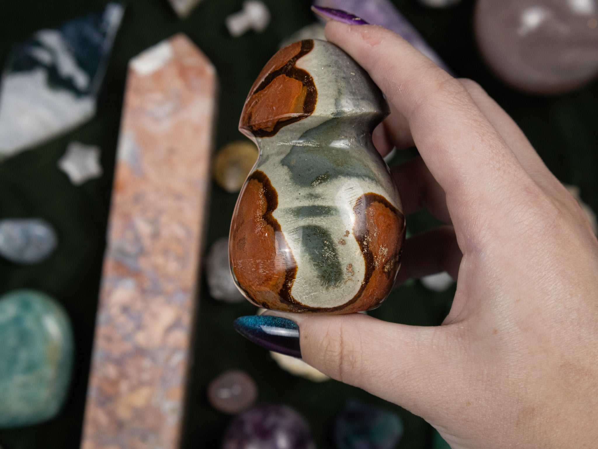 Polychrome Jasper Mushroom Carving