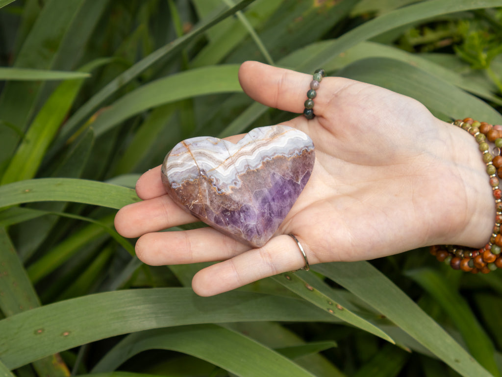 Amethyst Lace Agate Heart