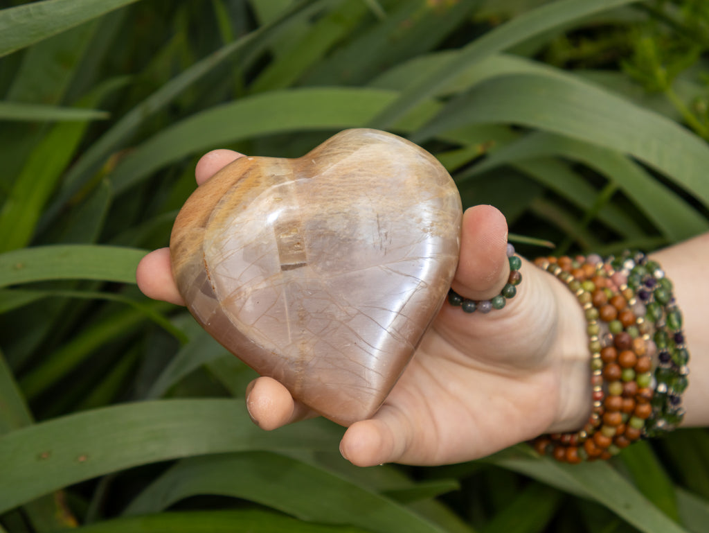 Peach Moonstone Heart