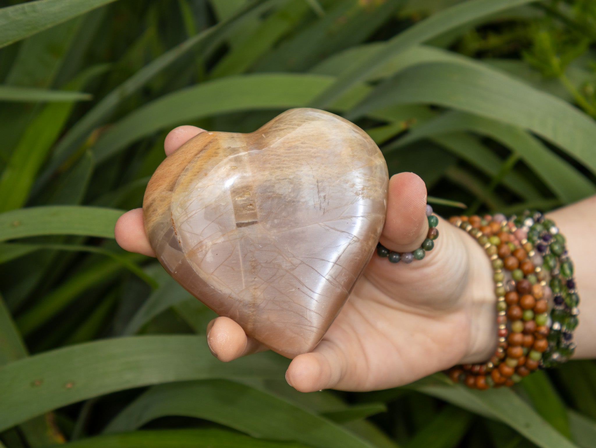 Peach Moonstone Heart