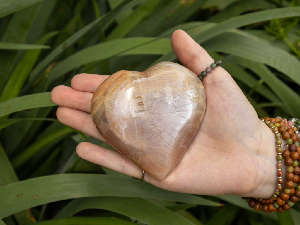 Peach Moonstone Heart