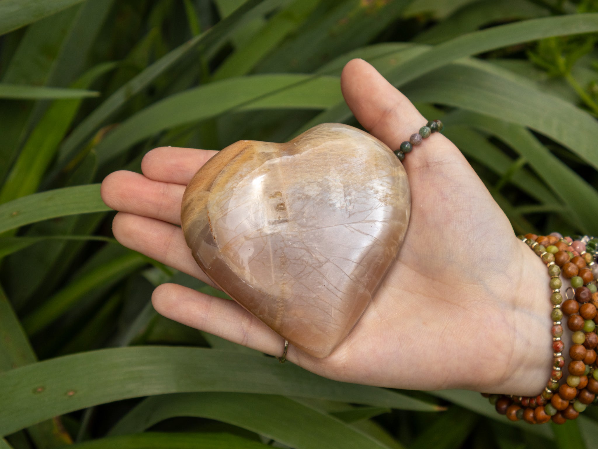 Peach Moonstone Heart