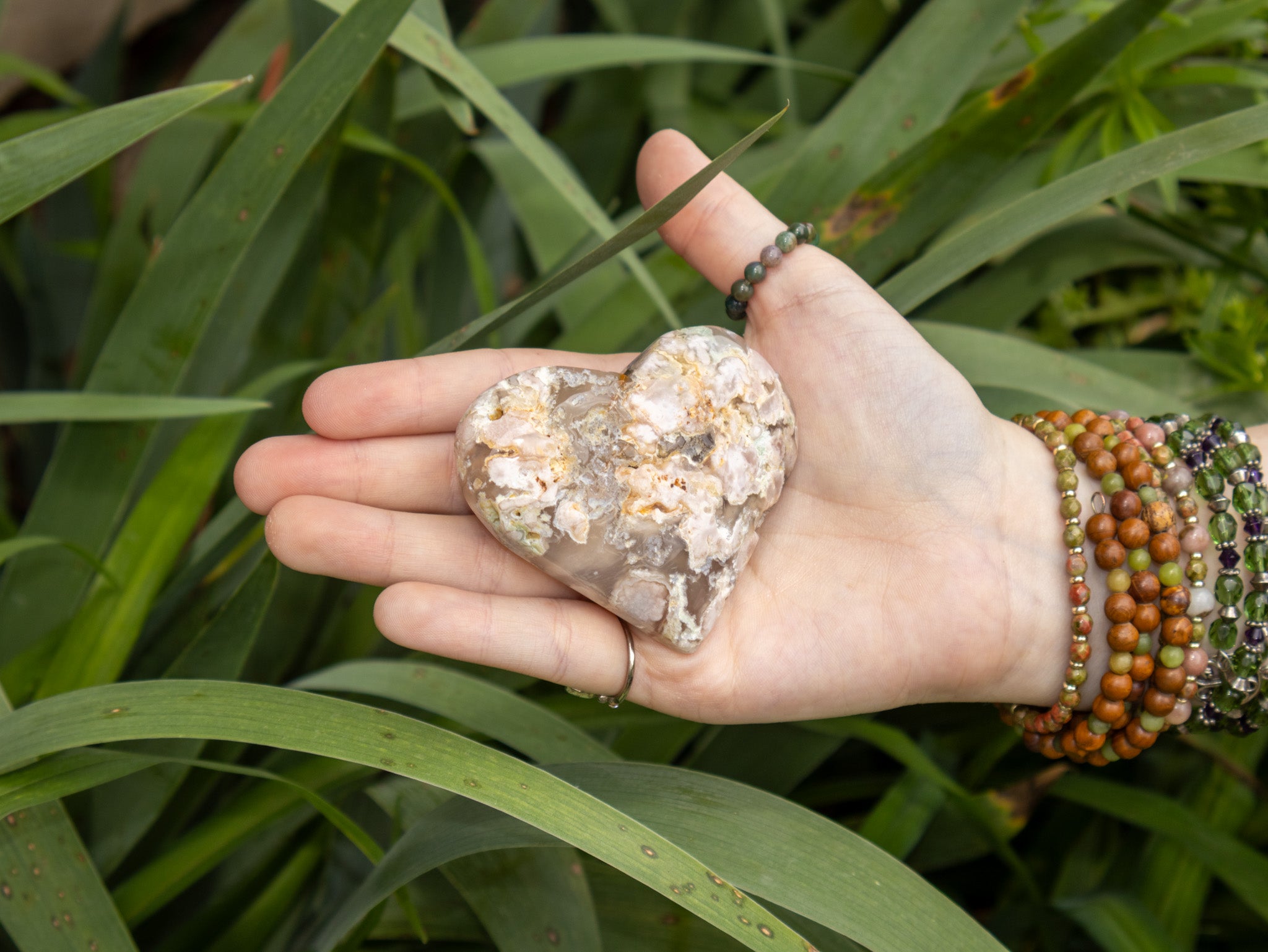 Flower Agate Heart