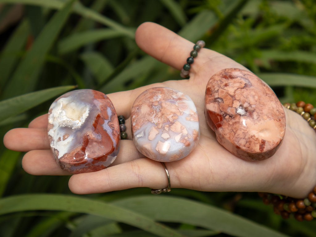 Pink Agate Palm Stone