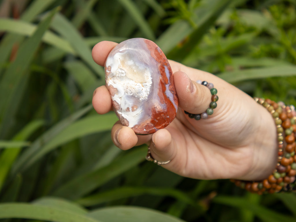 Pink Agate Palm Stone